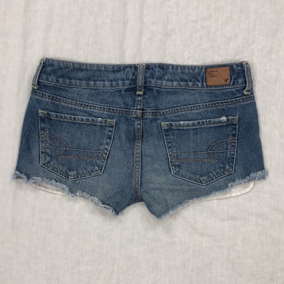 American Eagle Women’s CutOff Peak-A-Boo Glitter Star Pockets Jean Shorts/Size:4 - Picture 8 of 10